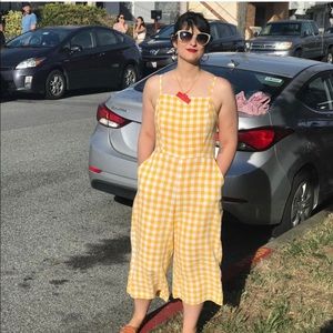 Yellow jumpsuit romper gingham